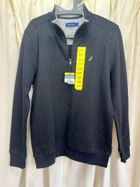 Nautica Pullover Sweater Men's Size Small NWT Black Quarter Zip